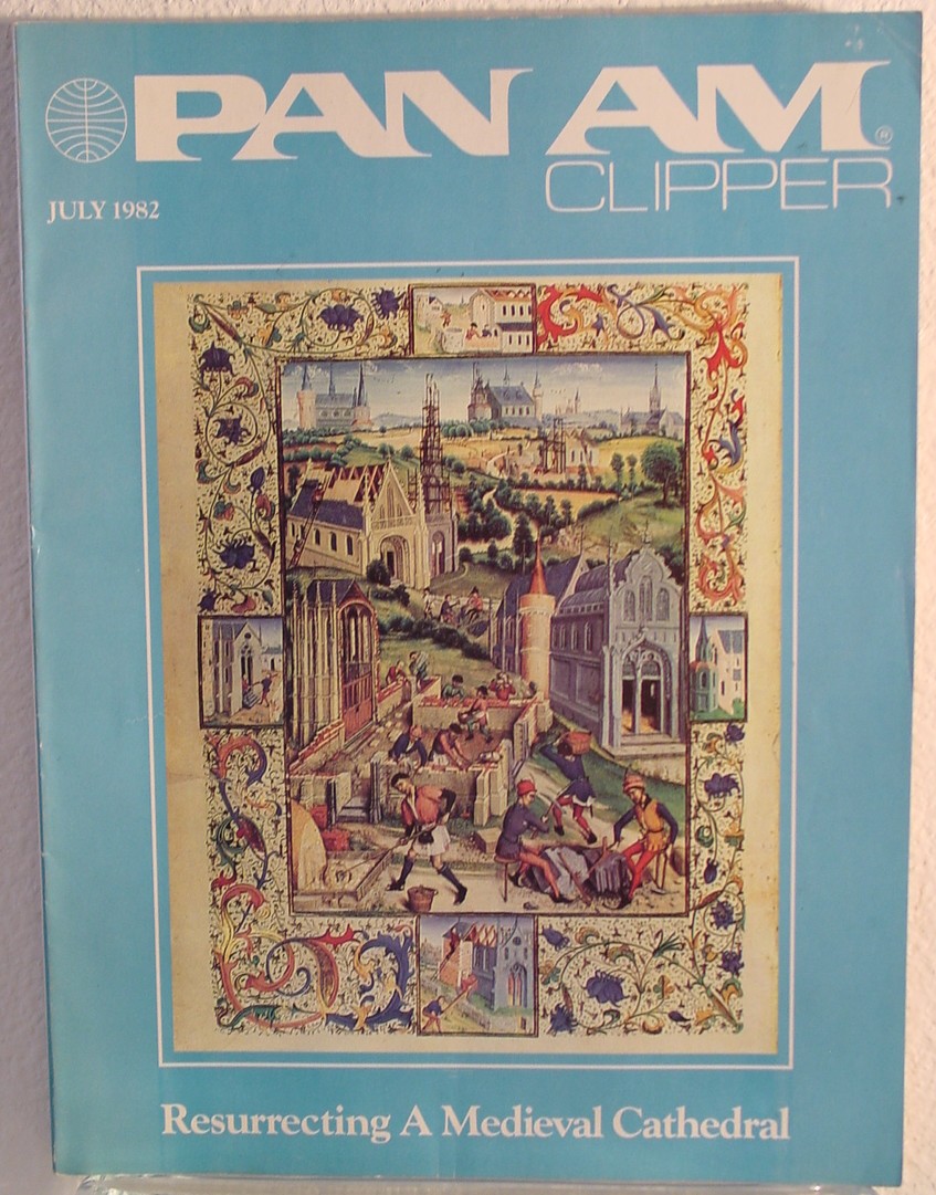 1982 July, Clipper in-flight Magazine with a cover story on a Medieval cathedral.